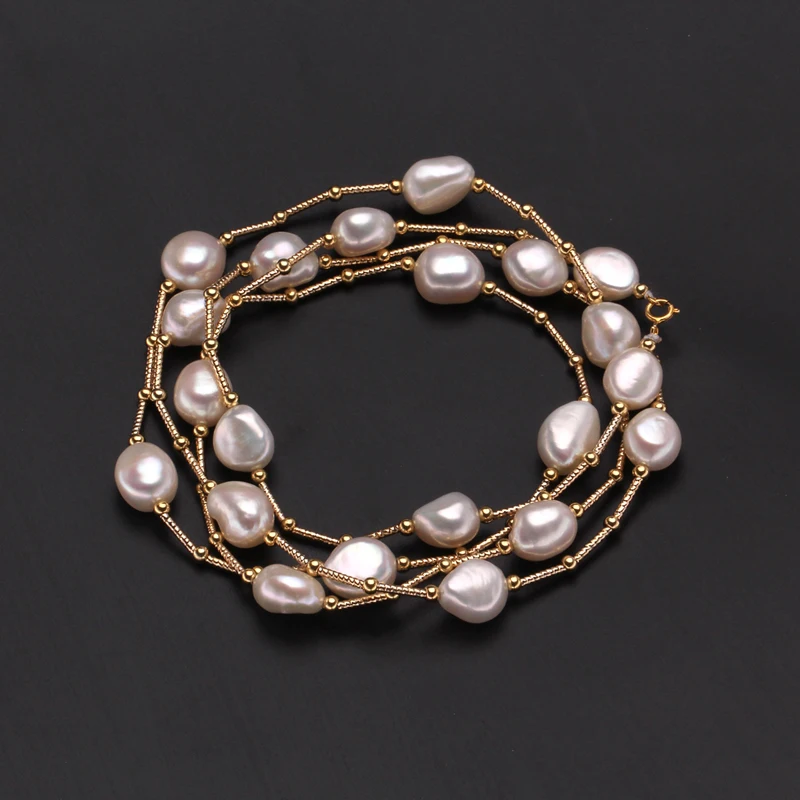 Высокое качество, модное белое длинное жемчужное ожерелье в стиле барокко, натуральный пресноводный жемчуг, жемчужные украшения для женщин, ожерелье, аксессуары