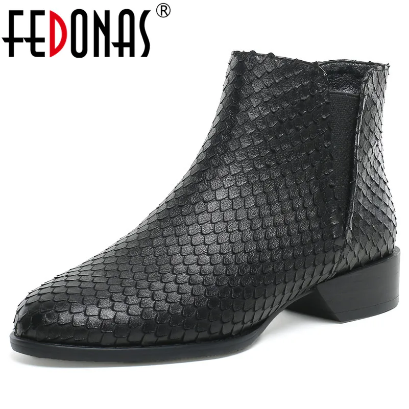 FEDONAS/2020 г. Новые полусапожки из натуральной кожи без застежки зимние теплые