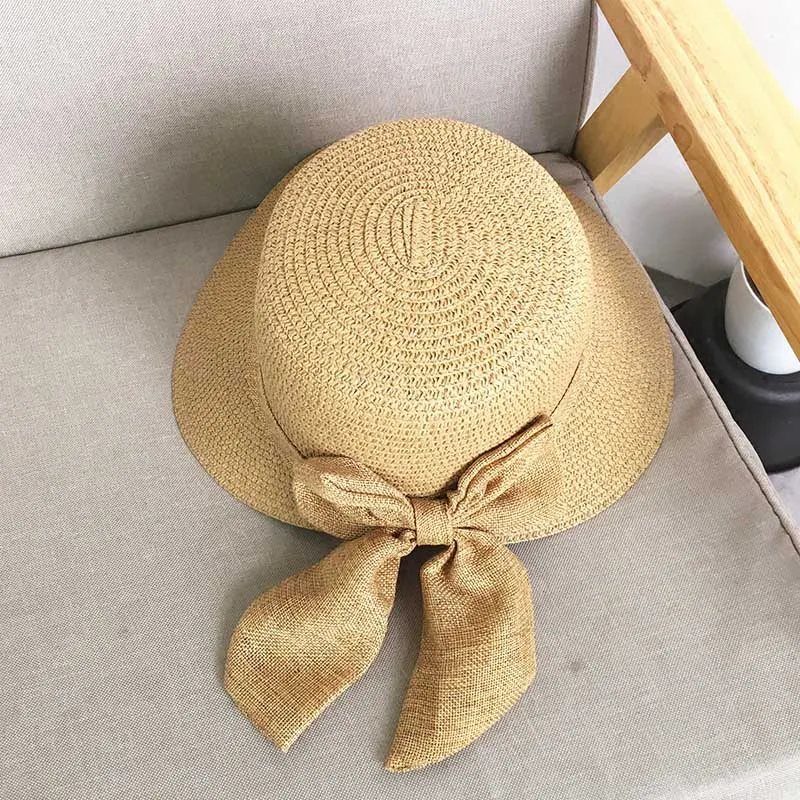 Summer Women Big Bow Wide Brim Straw Bucket Cap Ladies Floppy Beach Panama Hat Female Outdoor Casual Sun Caps CP0222 (2)