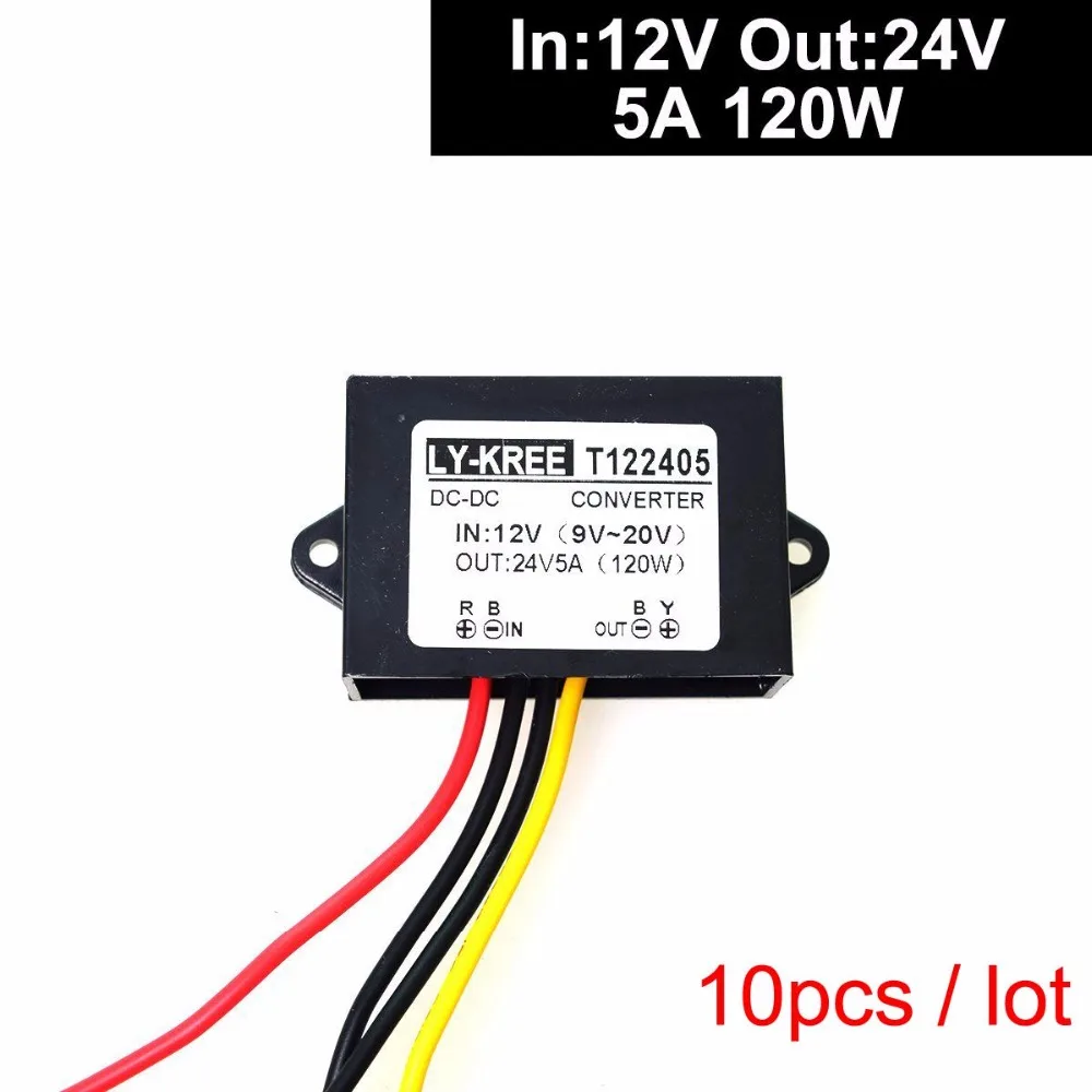 10Pcs DC 12v to 24v Converter Regulator 5A 120W Power Supply Adapter