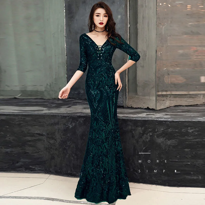 

Elegant Green Regular Half Sleeveless Sexy Celebrity Party Dress Floor-Length Night club Celebrity Party Dress Woman Maxi Dress