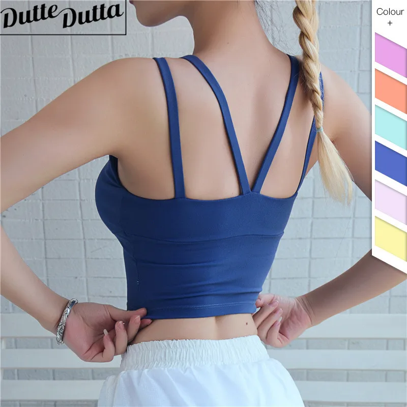 

Sport Padded Yoga Bra Top Push Up Sports Bras Active Wear High Impact Pink Sports Bra Sexy Strappy Fitness Gym Yoga Crop Top