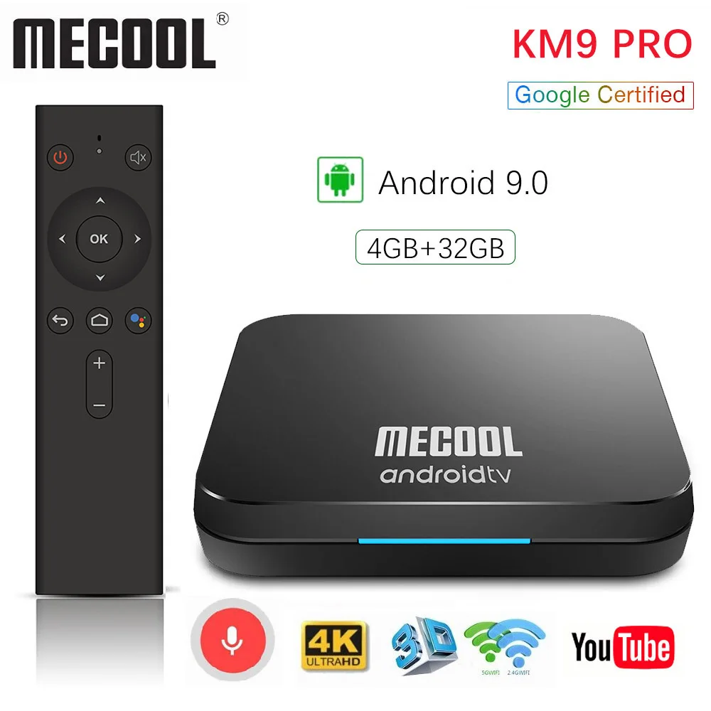 Mecool KM3 ATV 4G 64G 128G Android 9,0 Google certificado Androidtv Amlogic S905X2 4K doble Wifi caja de TV inteligente KM9 Pro 2/16G 4/32G - 2