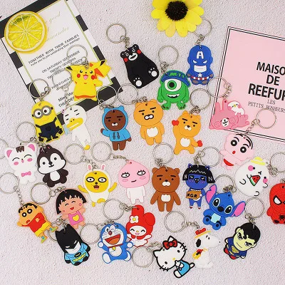 

Cute Cartoon Keychain Key Ring Gift For Women Girls Bag Pendant PVC Figure Charms Key Chains Jewelry porte clef