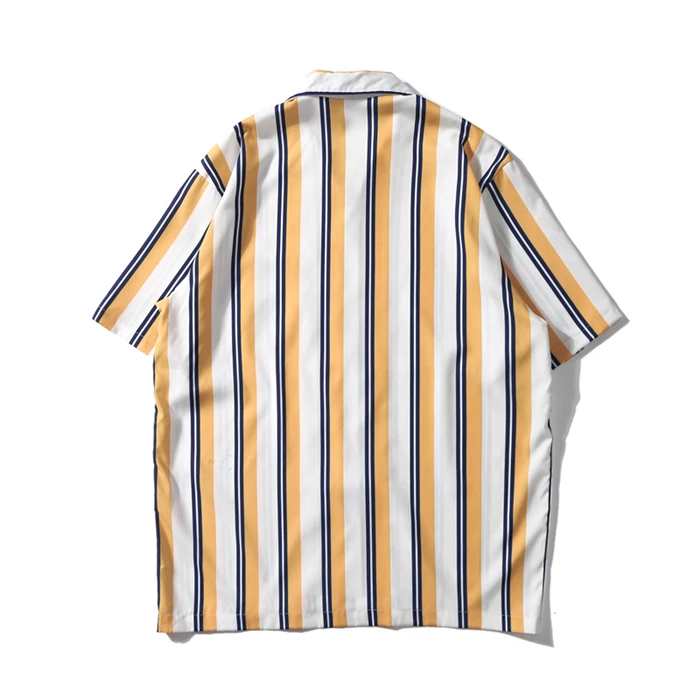 Мужские модные рубашки с принтом в Вертикальную Полоску, Харадзюку, хип-хоп Уличная одежда, короткий рукав, летние мужские пляжные повседневные рубашки с отложным воротником