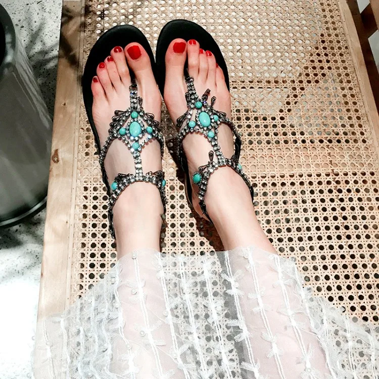 

Big Size 11 12 13 14 15 16 17 18 19 summer flat sandals ladies women shoes woman Drill and fringe fashion sandals