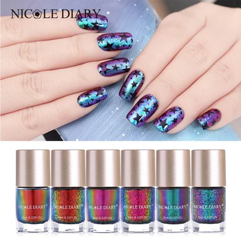 

NICOLE DIARY 9ml Chameleon Polish Wonderworld Series Iridescent Flakies Sequins Nail Art Varnish Nails Tip Color varnish