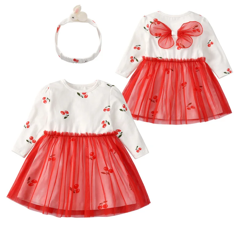 

2019 mother baby girl spring clothes long sleeve cotton kids skirt 2pcs lovely children outwear Princess dresses