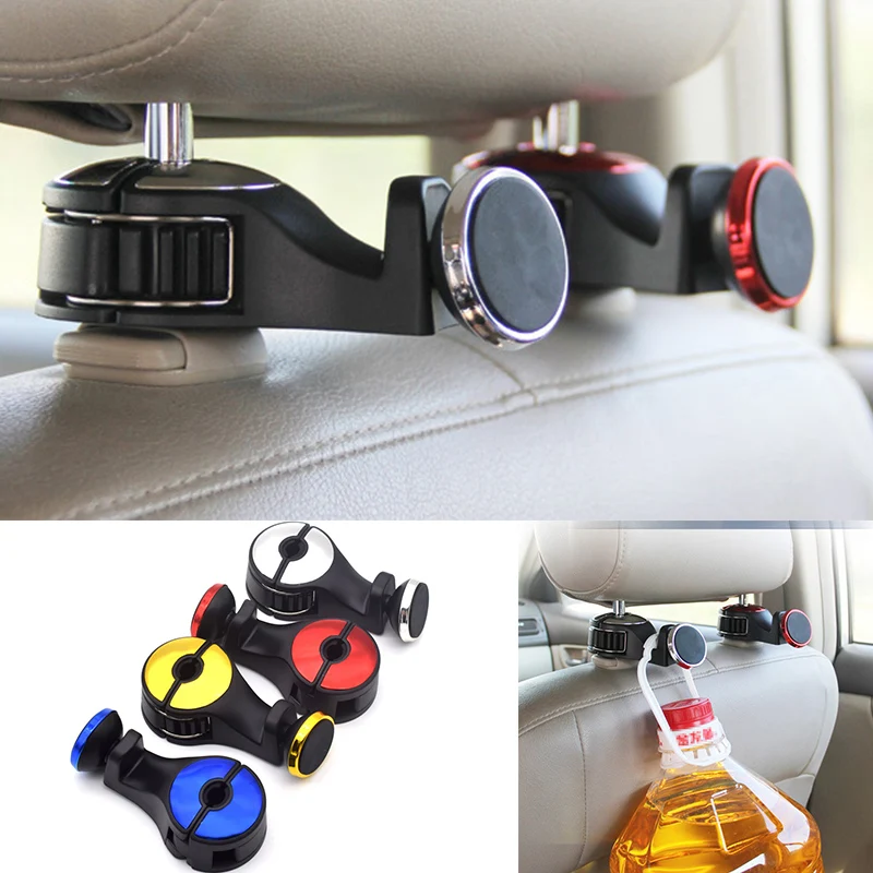

Magnetic Car Vehicle Headrest Hanger Holder For Phone Heavy Duty Back Seat Hook for Cellphone Bag Purse Grocery Coat Hanger