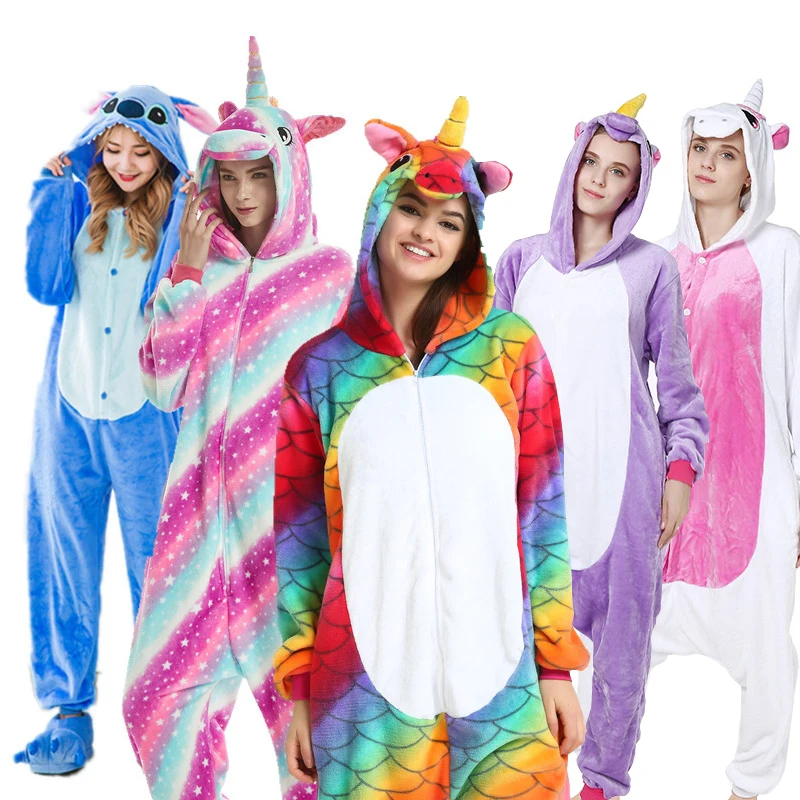 Baratos Conjunto de pijamas cómodos y suaves para mujer con unicornio, ropa de dormir, ropa de dormir, ropa de hogar Unisex para niñas niños ropa de dormir para adultos