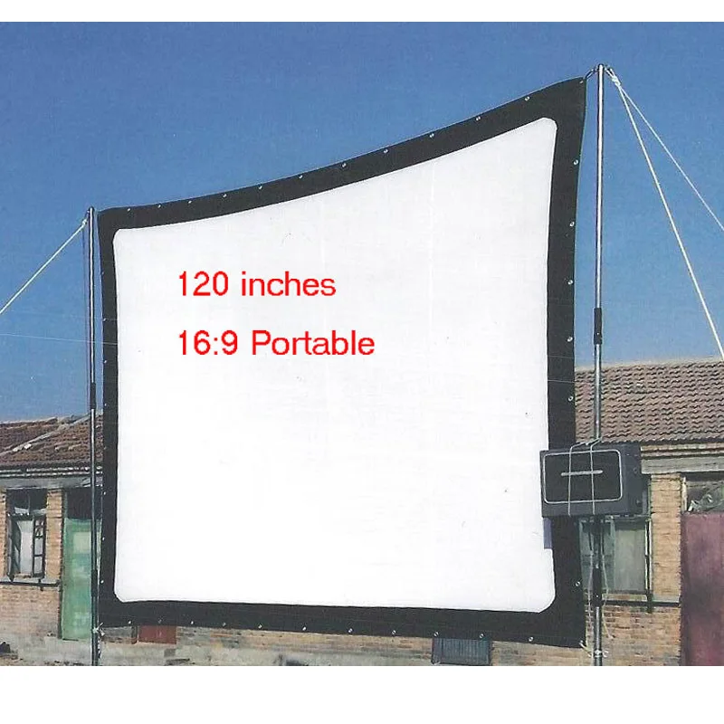 Free Shipping 120Inches Portable proyector screen Matt White Screen Used The projector at wall | Электроника