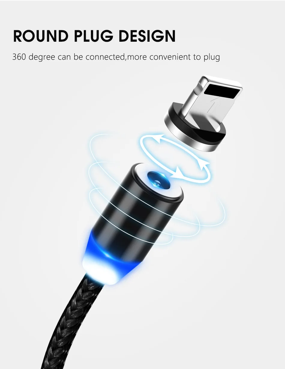 NOHON Magnetic Charging Cable 8 Pin For iPhone XS MAX XR X Samsung Xiaomi 8 9 Android Micro USB Type C Phone Charge Cables 1 (5)