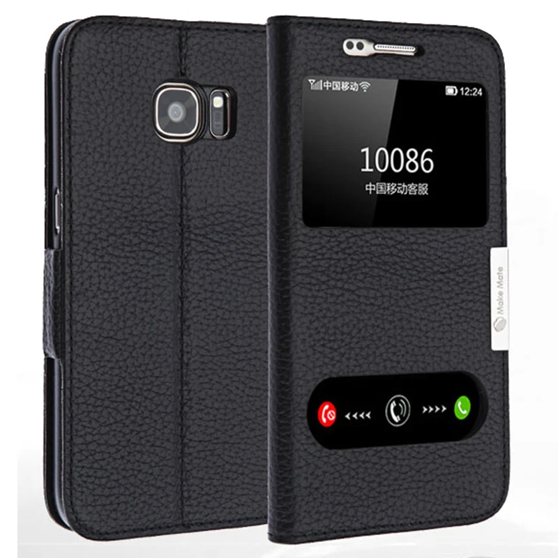 imágenes para Lujo vista ventana genuino cubierta de cuero del caso del soporte para Samsung Galaxy S7 borde G9350 Teléfono cubierta de la bolsa imágenes para Lujo vista ventana genuino cubierta de cuero del caso del soporte para Samsung Galaxy S7 borde G9350 Teléfono cubierta de la bolsa