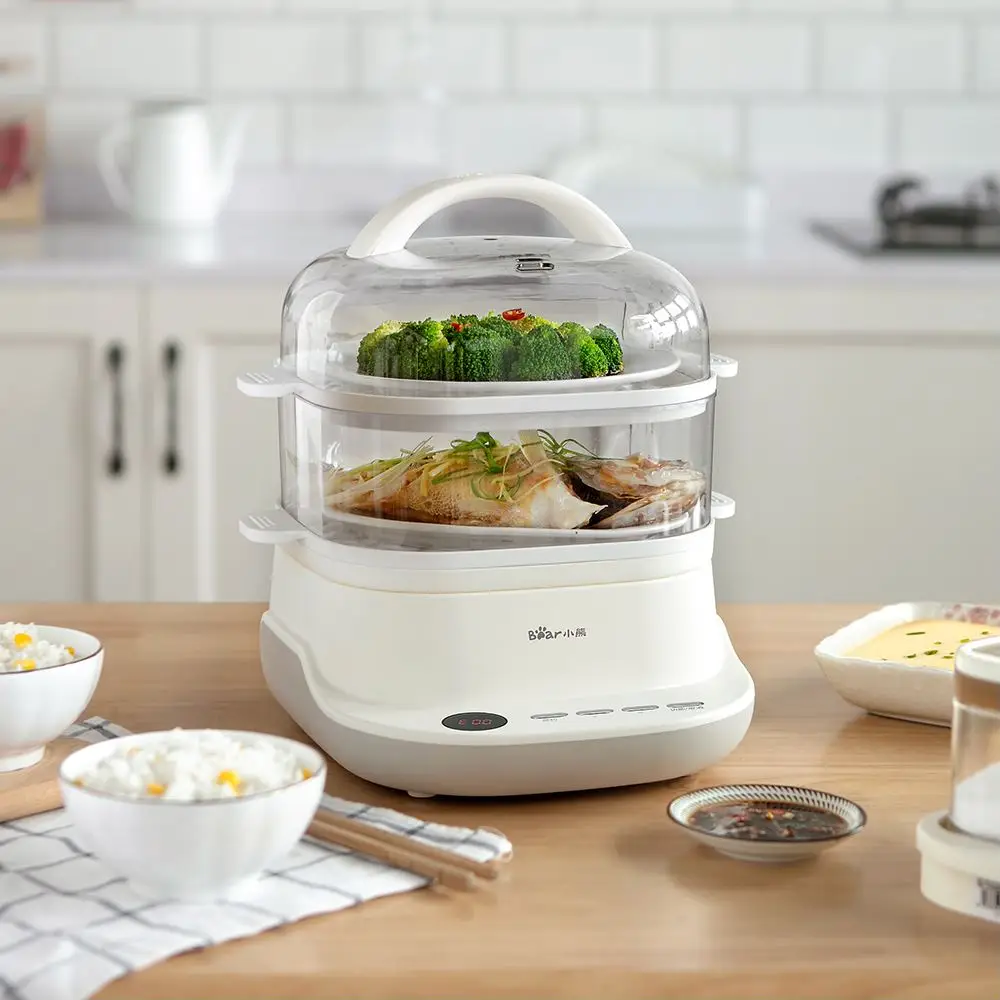 220V Multifunction Electric Steaming Pot Machine 2 Layers Household 6L Automatic Steaming Cooker With Auto-Off And Timer EU/AU/U