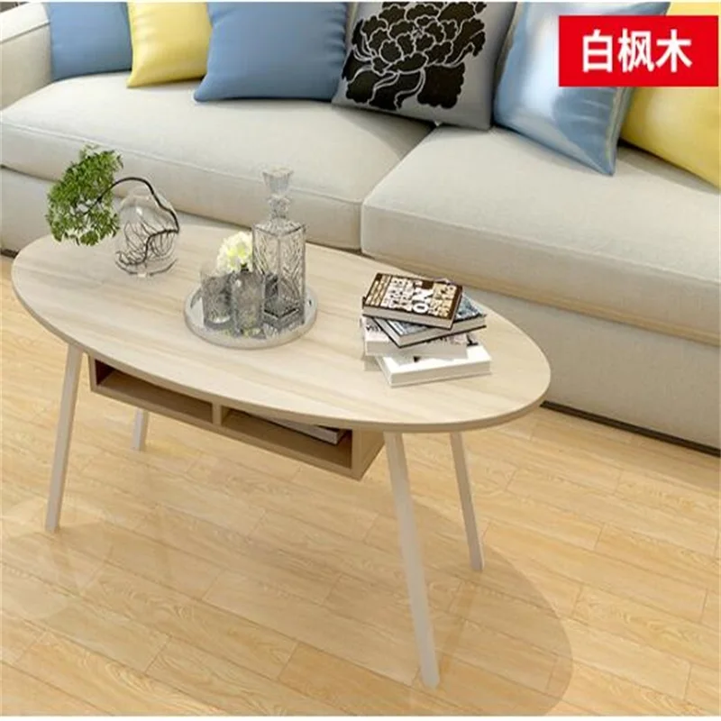 100x50x42CM Modern Oval Wood Bedside Table Sofa Side Coffee Table Living Room Tea Table Storage Cabinet