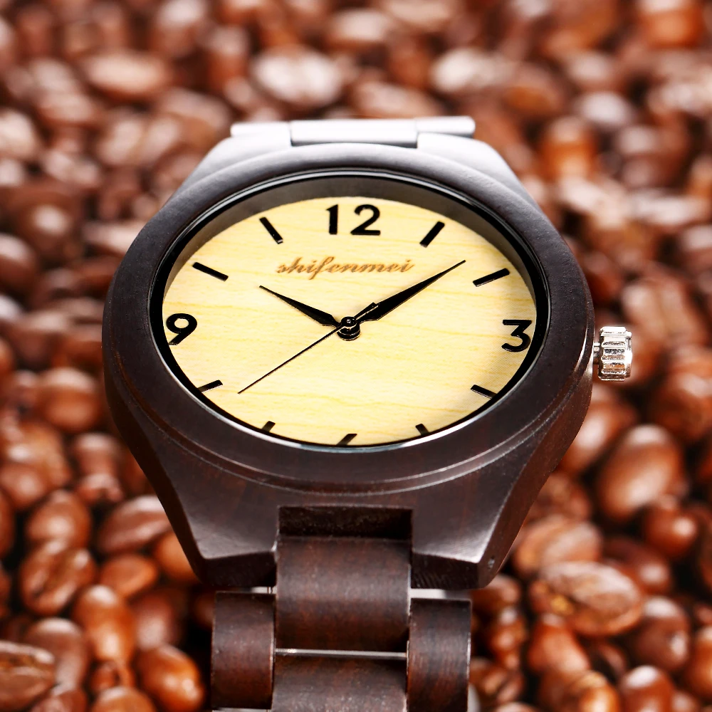 Creative Full Natural Wood Male Watches Handmade Novel Fashion Men Women Wooden Bangle Quartz Wrist Watch Reloj de madera drop shipping (10)