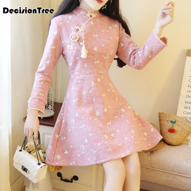 

2019 summer arrival chinese female qipao short style cheongsam women traditional silk satin dress dragon&phenix