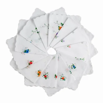 

24PCS New Classic Flower Towel 30CM Scallop Handkerchief Women Towels 100 Cotton Absorb Sweat Lady Square Handkerchief Pocket