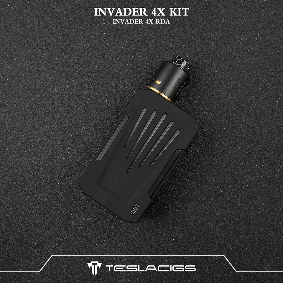 Original Teslacigs Invader 4X VV vape Kit With 5 Levels Variable Voltage Single Coil Build Deck 25mm RDA VS frenzy vape pen kit (8)