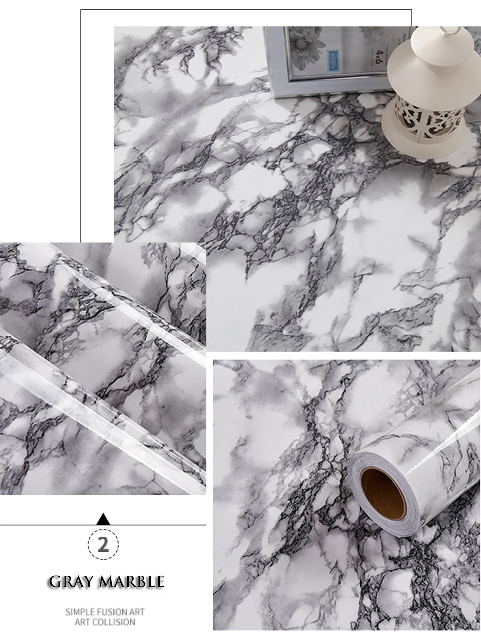 Marble Waterproof Dining Table Wall Stickers Vinyl Self Adhesive Wallpaper Decorative Film Cabinets Countertop Contact Paper DIY
