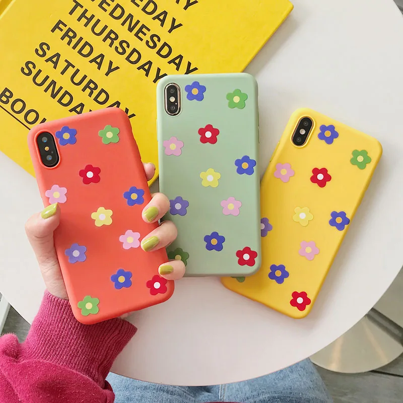 

WTSZKL Silicone phone case for apple iphone X XR Xs Max Cute Color Flowers Soft TPU case For iphone 6 6s 7 8 plus back cover
