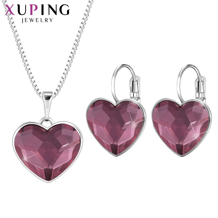 Xuping Love Heart с ожерельем/серьги комплект ювелирных изделий с кристаллами от Swarovski женские вечерние подарок на день Святого Валентина S169-60104