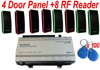 

Four Door Access Controller Board Double sidedoorwith Web IP Control Server+LAN TCP/IP+8 pcs of RFID Card LED reader+RFID Keytag
