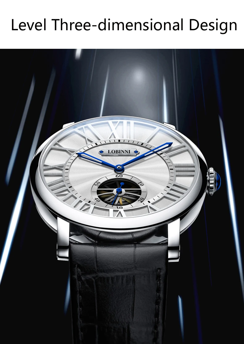 Switzerland новый роскошный бренд LOBINNI часы Мужские механические мужские часы сапфир 50 м водонепроницаемые часы relogio Скелет L16016-4