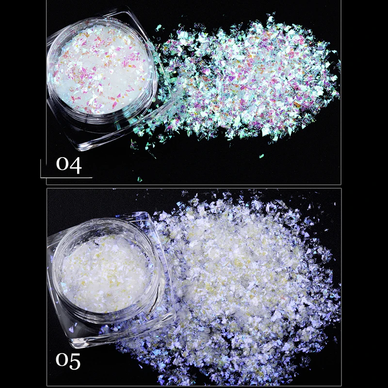 

Iridescent mermaid flakes AB colorful Unicorn chameleon flake Iridescent nail flakes for Nail decorations