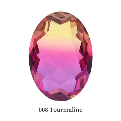 Hight Quality Glass crystal K9 Fancy stone Oval pointback Tourmaline Rhinestone Naked Diamond Crystal For DIY Jewelry Accessorie - Цвет: Tourmaline 008