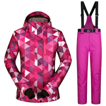 

2019 MUTUSNOW Women Ski Jacket Pant Snowboard Suit Windproof Waterproof Super Warm Clothing Trouser Outdoor Sport Wear Female