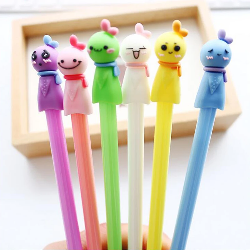6 pcs/Lot Japanese Cute Sunny Doll Gel Pen for Writing 0.38mm Black Ink