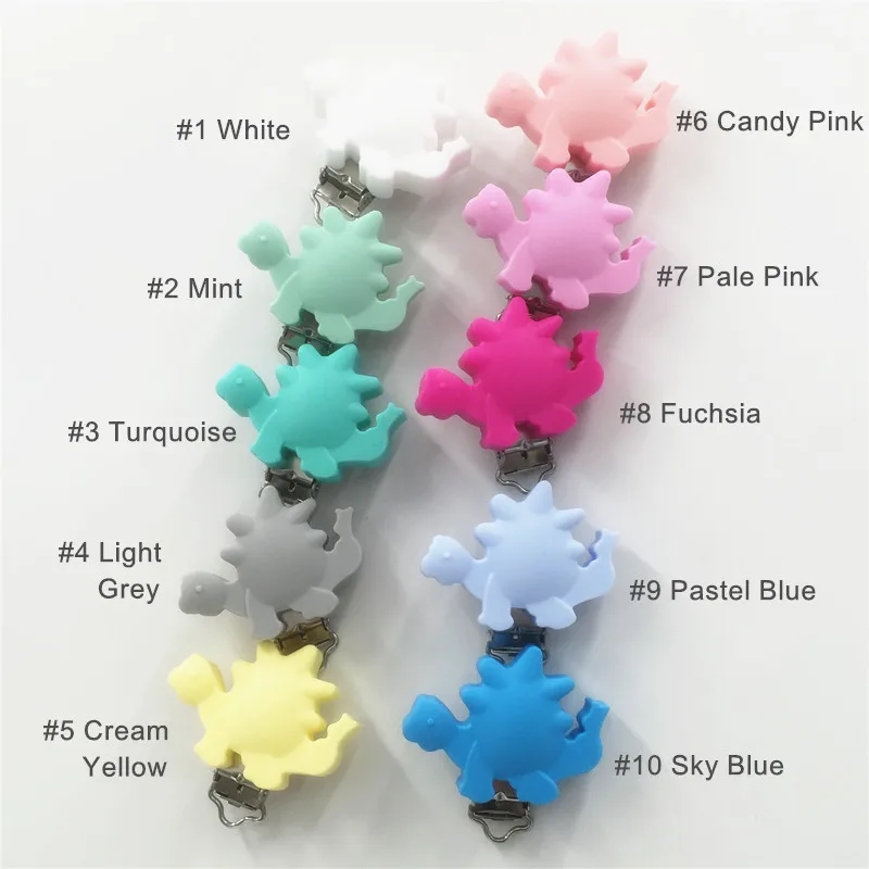 Brinquedo de Enfermagem Chenkai Livre Silicone Dinossauro Bebê Chupeta Manequim Mordedor Chain Titular Clipes Faça Você Mesmo Soother Acessórios 50 Pçs Bpa