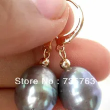 Xiuli 00113 Отлично 15 мм серый райс пресной воды перл мотаться серьги 14KGP