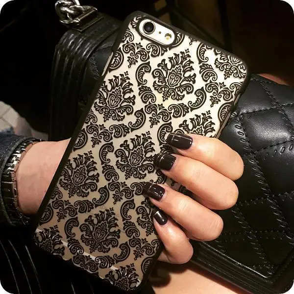 Hot New Luxury Hard Plastic Case For iphone 7 6 6S 6 Plus 6s Plus Damask Vintage Flower Pattern Cover Case For  iPhone 7 Plus