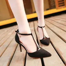 Женская обувь с красной подошвой; женская обувь на высоком каблуке обувь на плоской подошве, черного, Тип из замши с пряжкой тонкие туфли стразы женские туфли-лодочки женская свадебная обувь