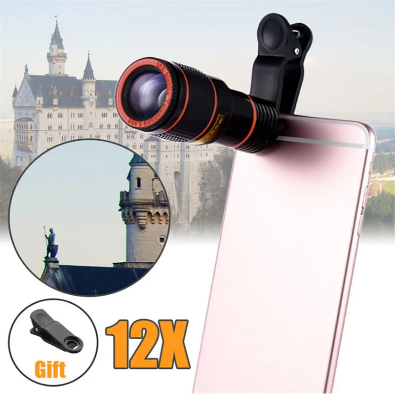 12x камера с оптическим увеличением объектива телескопа с зажимом для iPhone/телефона Универсальный объектив DSLR универсальный продукт мобильного телефона