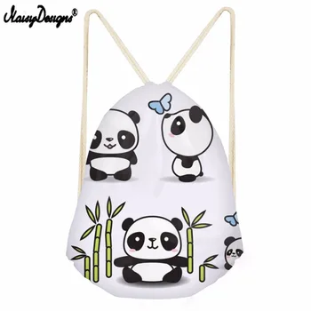 

3D Cartoon Panda Pattern Printed Casual Men Small Drawstring Bag Girls Shoulder Bag Travel Mochila Kids Boys Soft School Bagpack