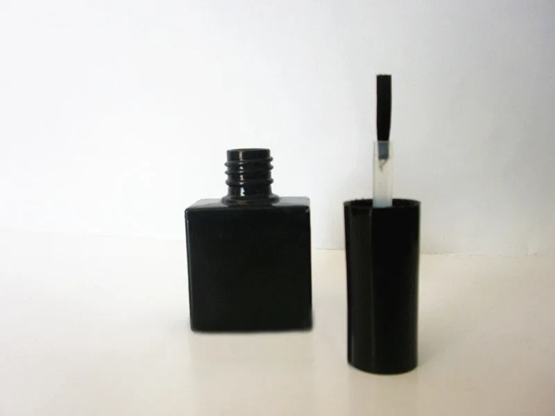 10 мл блестящая/матовая черная стеклянная бутылка с черной крышкой щетки для лака для ногтей/эмаль/Искусство упаковка косметического контейнера для ногтей