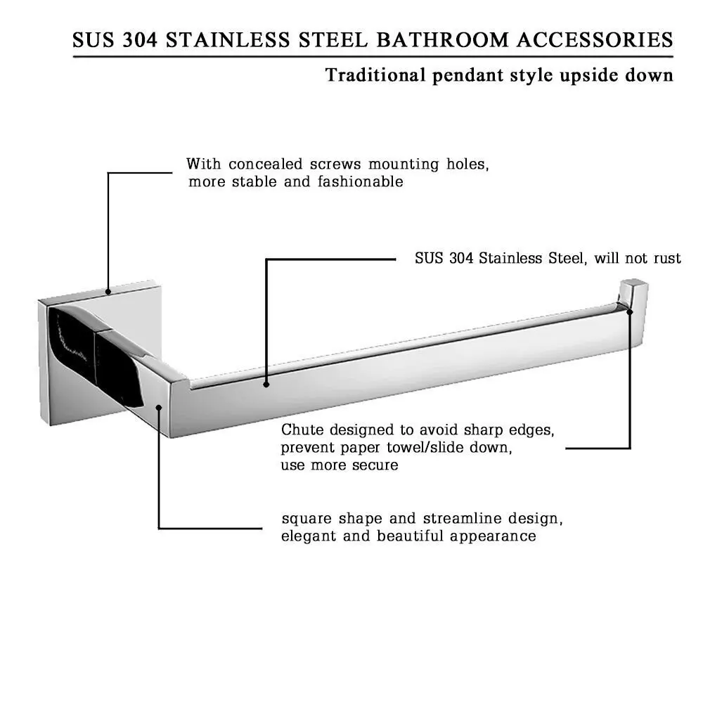 Хромированная отделка из нержавеющей стали туалетная рулонная бумага держатель настенная салфетница квадратная База аксессуары для