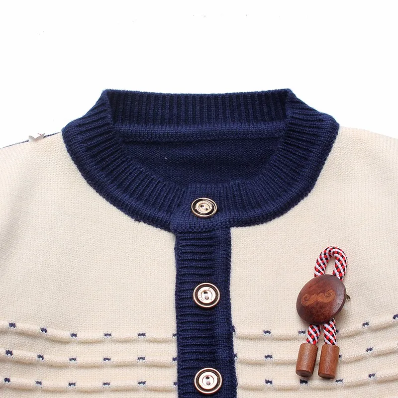 Boys Sweaters Print Cotton Top Knit Infant Outfit With Button Boy Corsage Outerwear Winter Warm Apparel Cardigan Knitted Clothes (5)