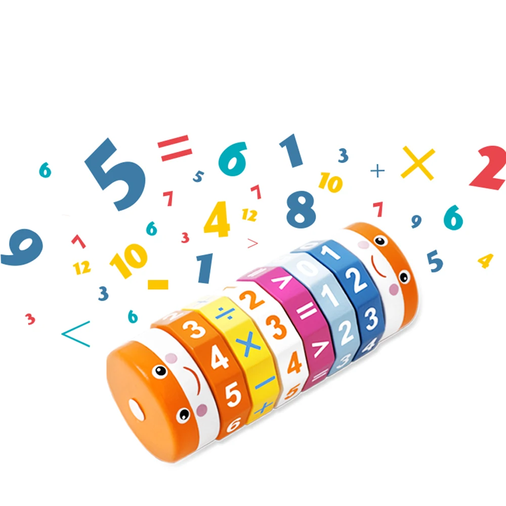 Children Wooden Arithmetic Cylindrical Cubes Digital Cognition Baby Teaching Aids Kids Math Toys 3Y+ Children 