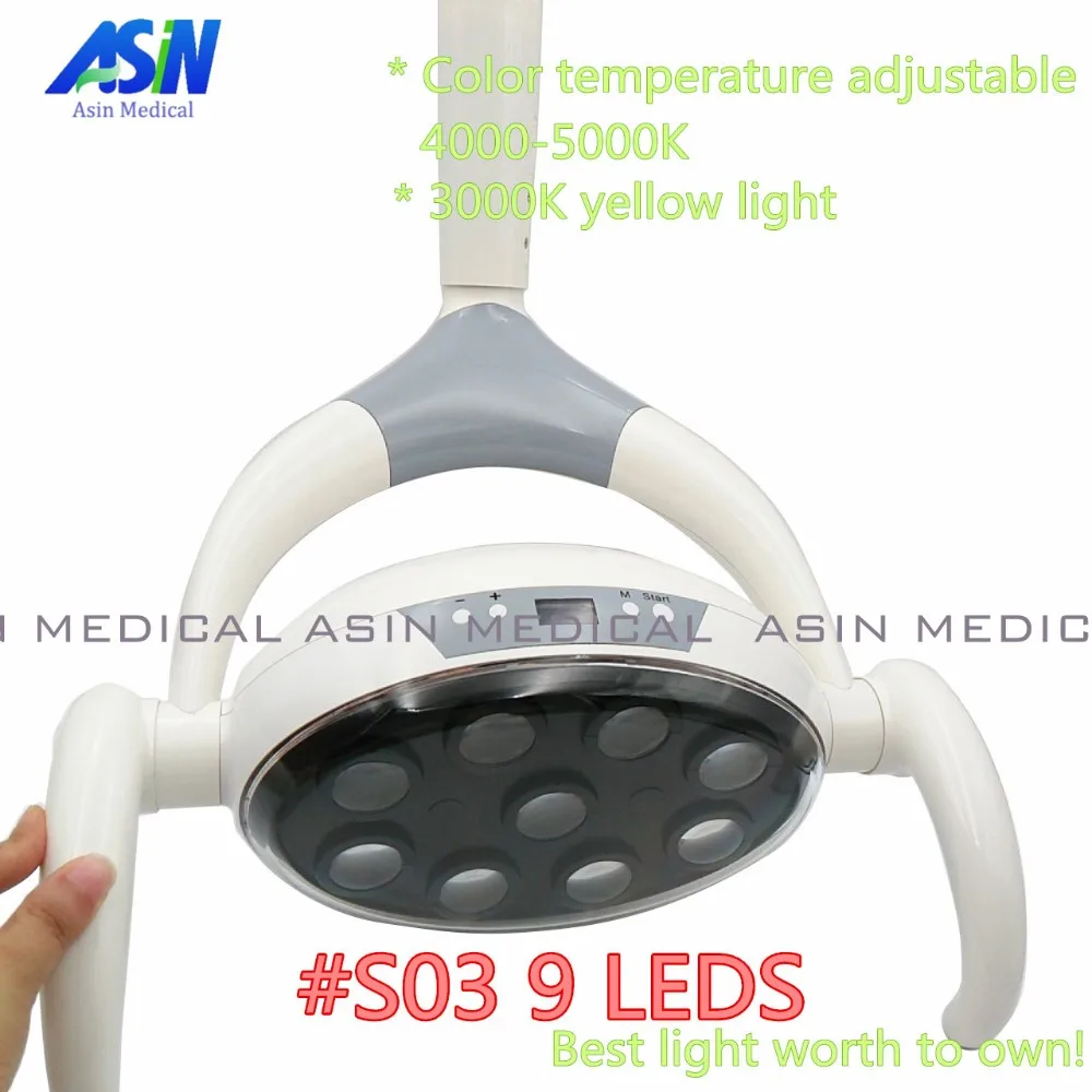 Dental com Sensor de Temperatura de Cor da Lâmpada de Luz Ajustável para Cirurgia Standing tipo 9 Floor Leds Lâmpada Oral 2 Floor standing tipo 9 LEDs lâmpada dental