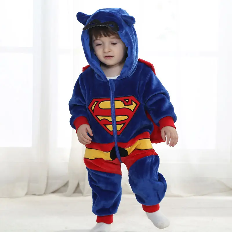 Детские ползунки «Капитан Америка» костюм с длинным рукавом 3 м-24 м Одежда для мальчиков и девочек Теплый бархатный комбинезон для мальчиков верхняя одежда yaoyao медведь - Цвет: Superman