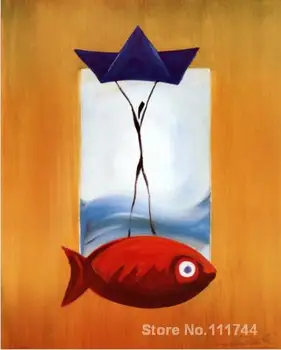 

Art supplies hail farewell to the fish that got away alfred gockel handmade oil painting abstract picture for decor