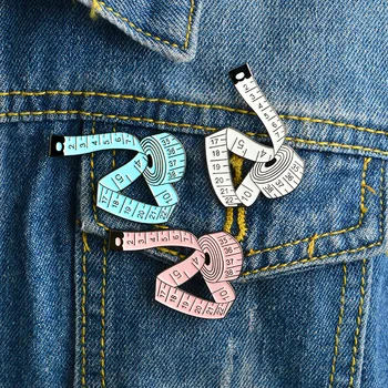 

2019 New Creative cartoon Brooches tape measure brooches Enamel pins jewelry button Badge t-shirt Collar bag hat accessories