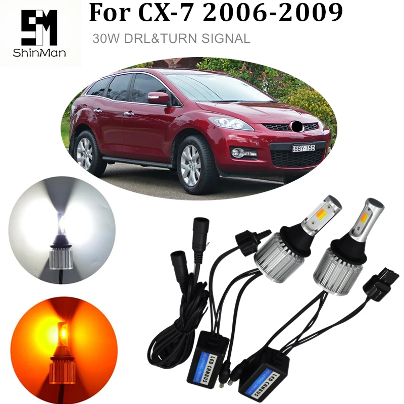Shinman 30 Вт cob WY21W 7440 T20 для mazda CX 7 2006 2009 Автомобильные дневные ходосветодиодный огни
