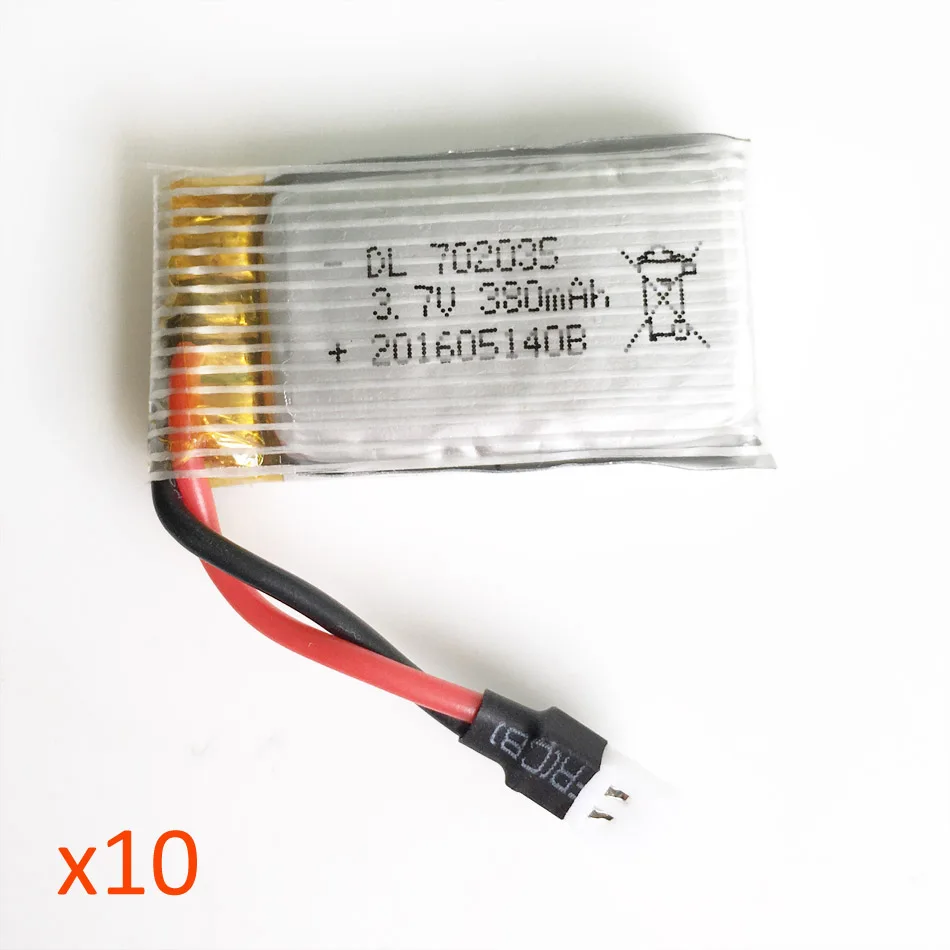 

10 pcs 3.7V 20C 380mAh 702035 Lipo rechargeable Battery For Hubsan H107 H6C Quadcopter Helicopters RC Drone Parts