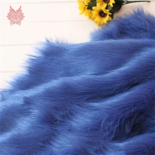 Royal blue 9cm plush faux fur fabric for winter coat vest stage cosplay decor long fur fabric tissue DIY 150*50cm 1pc SP5420 - Color: Royal blue per pic