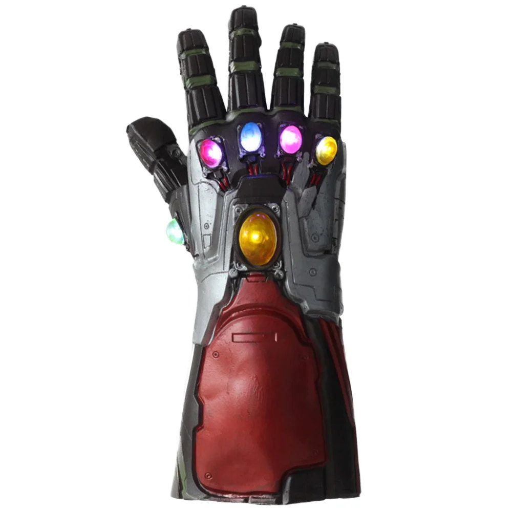 

Endgame Iron Man Hulk Thanos Infinity Gauntlet LED Light Latex Gloves Adults Arms Superhero Weapon Halloween Party Cosplay Props